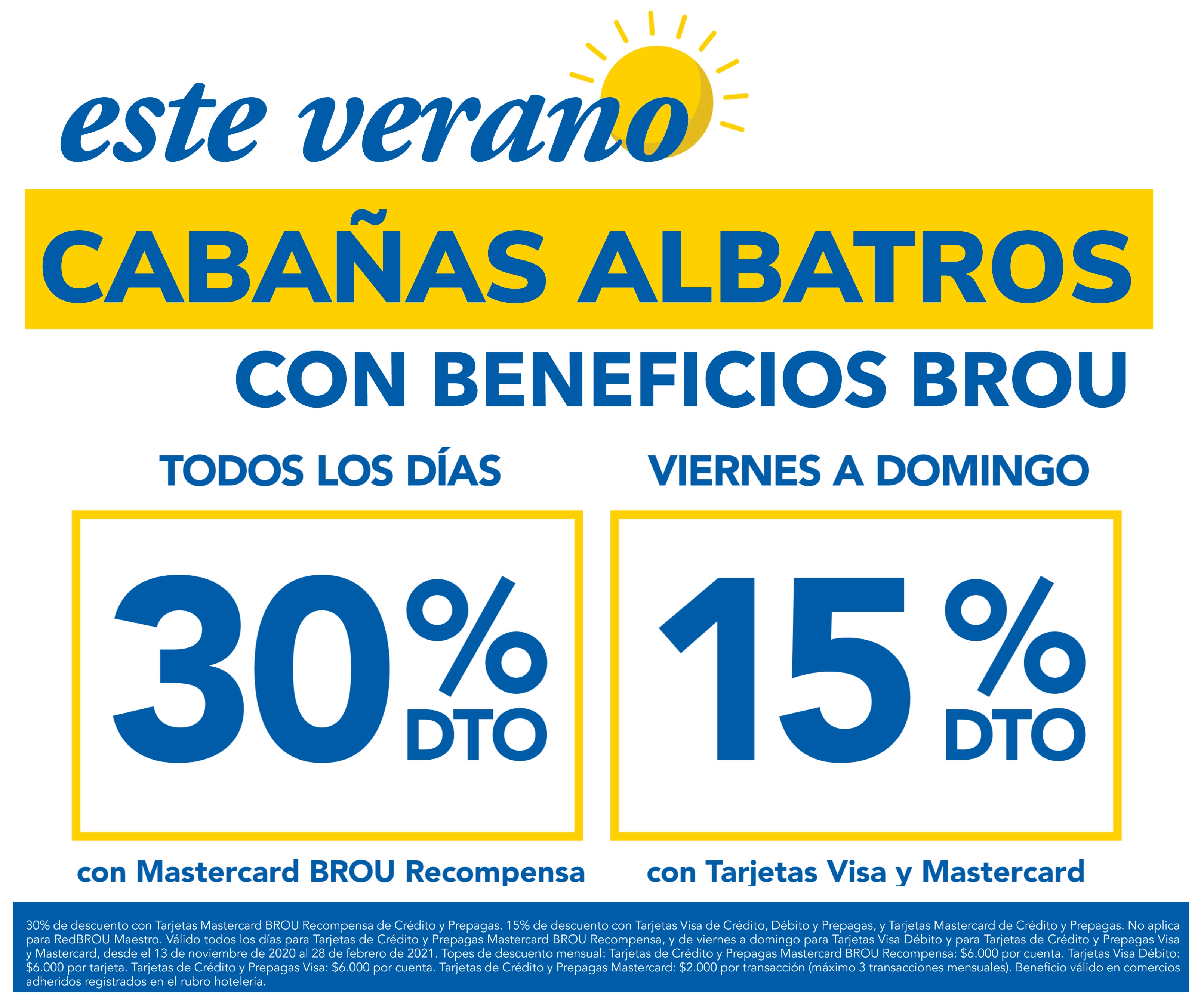 Hasta 30% de descuento con tarjetas BROU - Promoción Turismo Verano